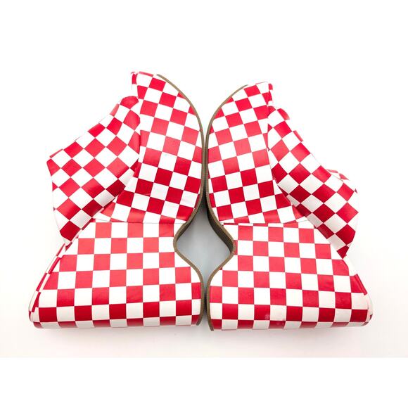 Chase & Chloe Astra Platform Wedge Sandal Women's Red/White Size US7.5 EU38 - Picture 5 of 12